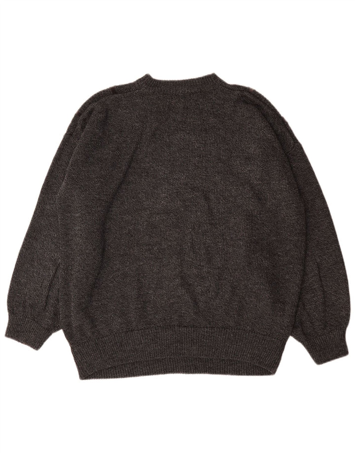 Maglione maglione girocollo vintage da uomo 2XL a righe grigie
