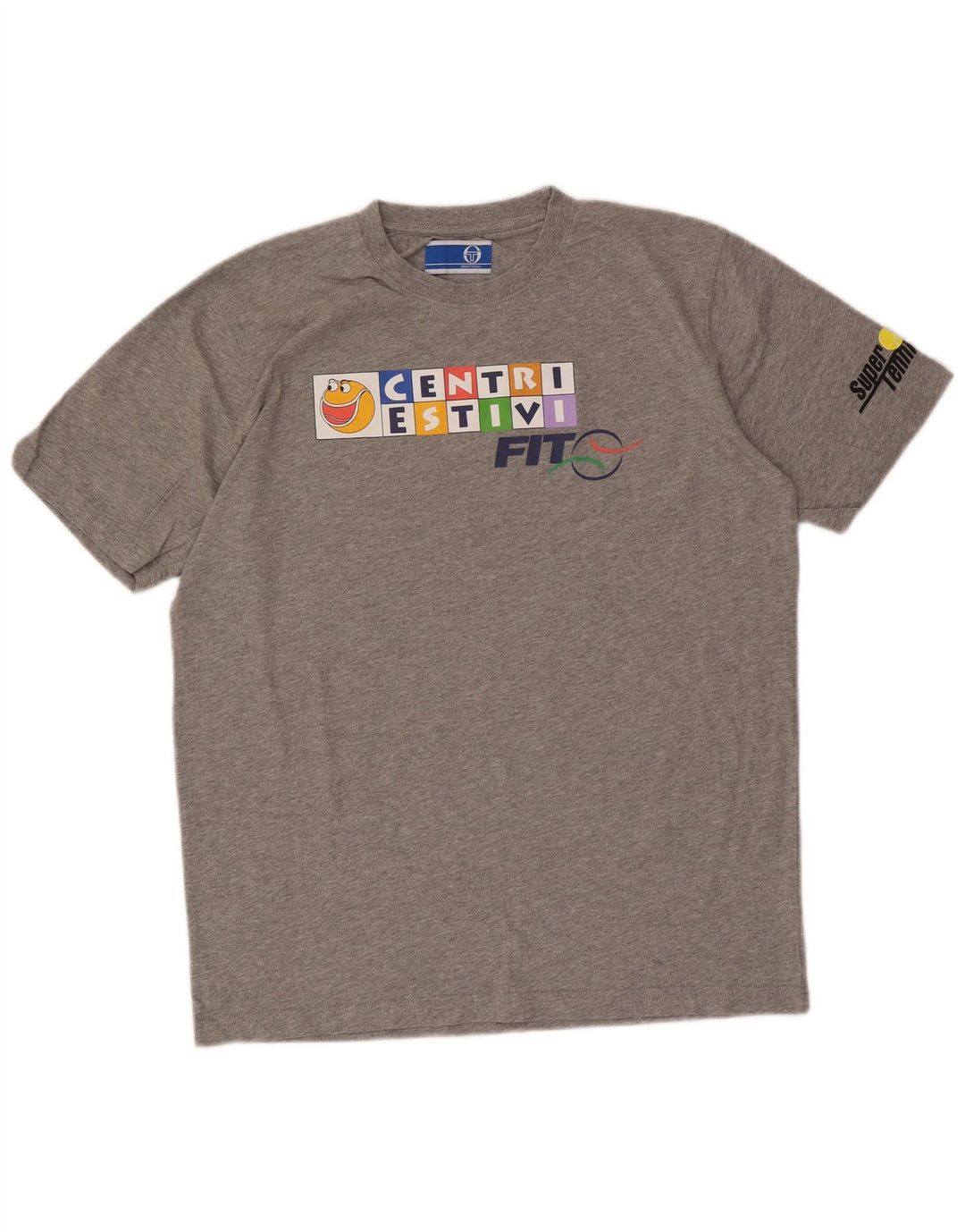 T-shirt grafica da uomo Sergio Tacchini Top grande in cotone grigio