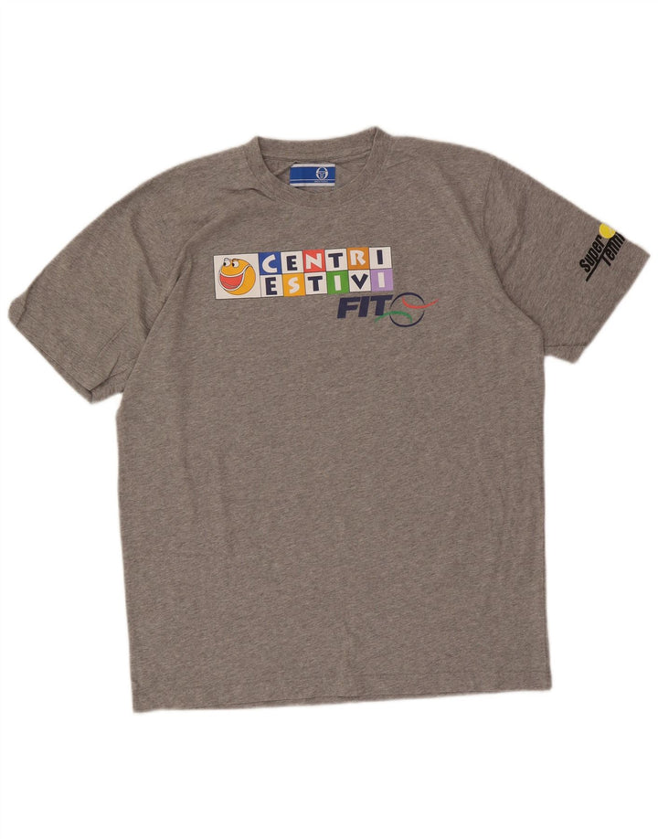 T-shirt grafica da uomo Sergio Tacchini Top grande in cotone grigio