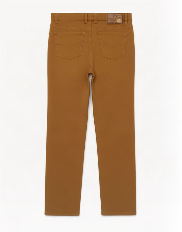 Harlem Walker Mens Straight Casual Trousers W33 L32 Brown Cotton