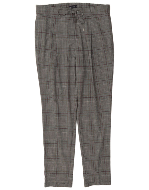 Pantaloni casual da donna Marks & Spencer UK 16 Large W38 L31 a quadri grigi