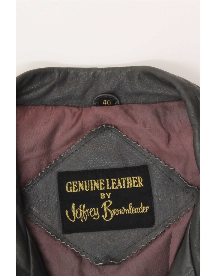 Giacca in pelle da uomo Jeffrey Brownleader UK 40 grande grigia