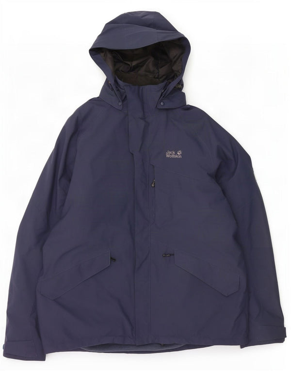 Giacca a vento con cappuccio da uomo Jack Wolfskin UK 48 2XL poliestere blu navy