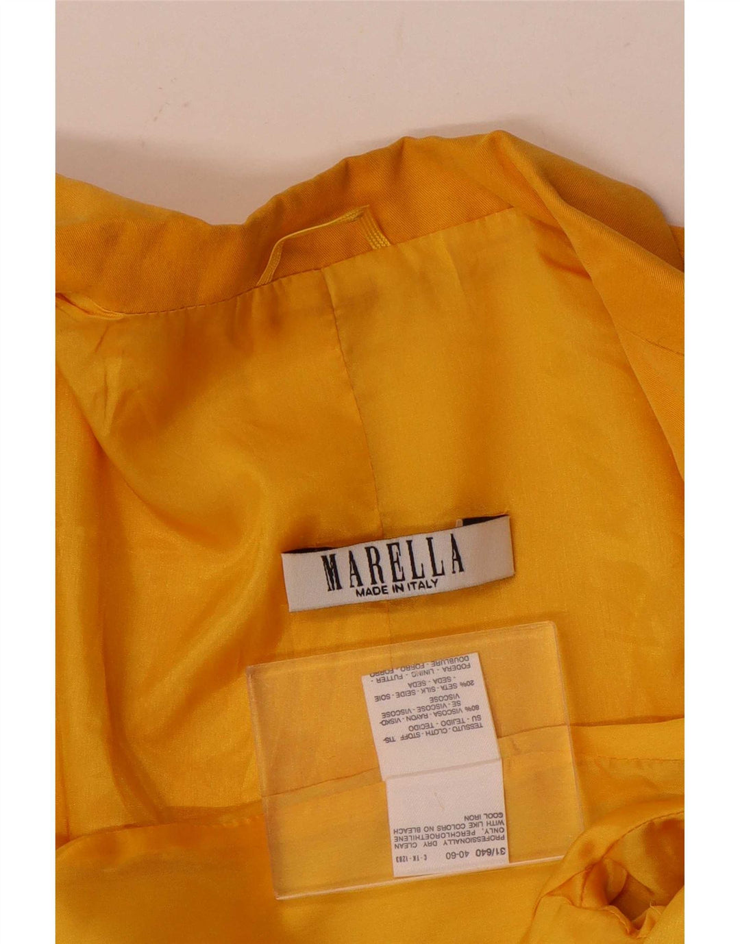 Giacca blazer a 3 bottoni da donna Marella UK 10 piccola viscosa gialla