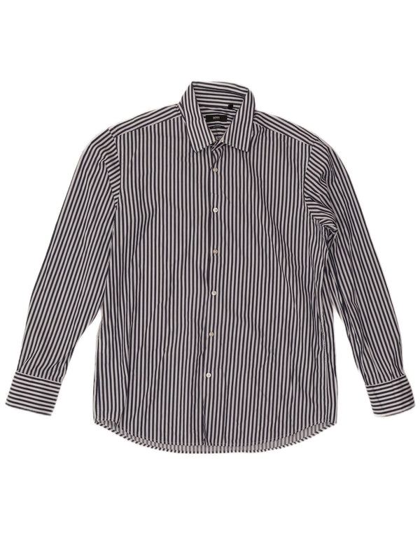 Camicia da uomo dalla vestibilità regolare Hugo Boss taglia 42 16 1/2 grande a righe blu navy