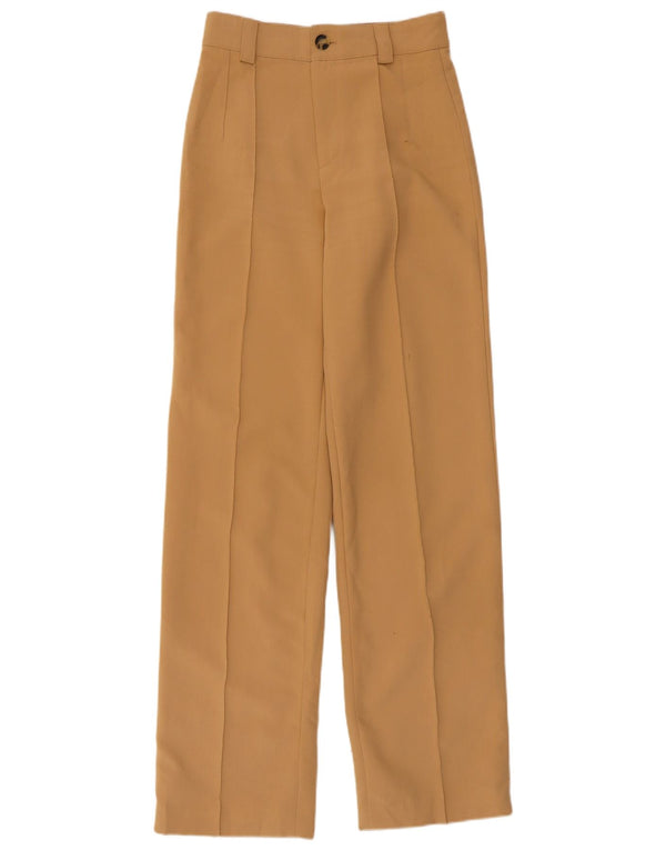 Pantaloni casual dritti a vita alta da donna Zara XS W24 L32 Poliestere beige