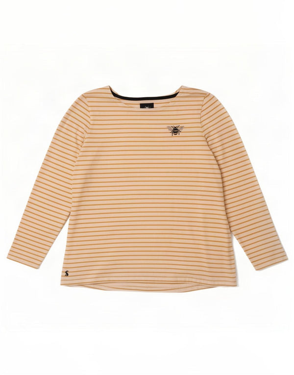 Joules Top da donna a maniche lunghe UK 18 XL Cotone a righe bianche