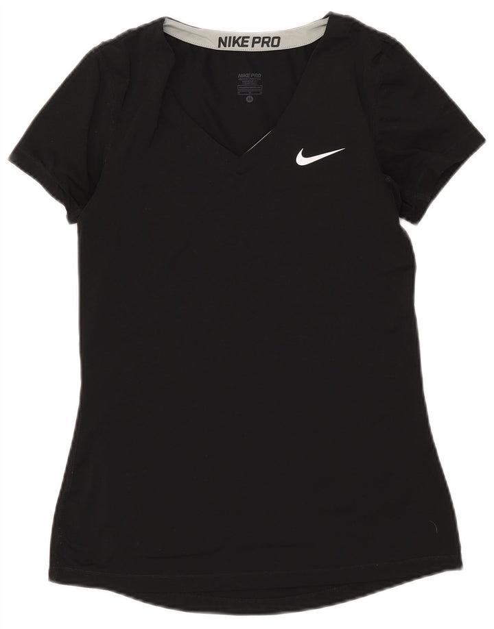 T-shirt Nike Dri Fit da donna Top UK 12 Medium Nero Poliestere