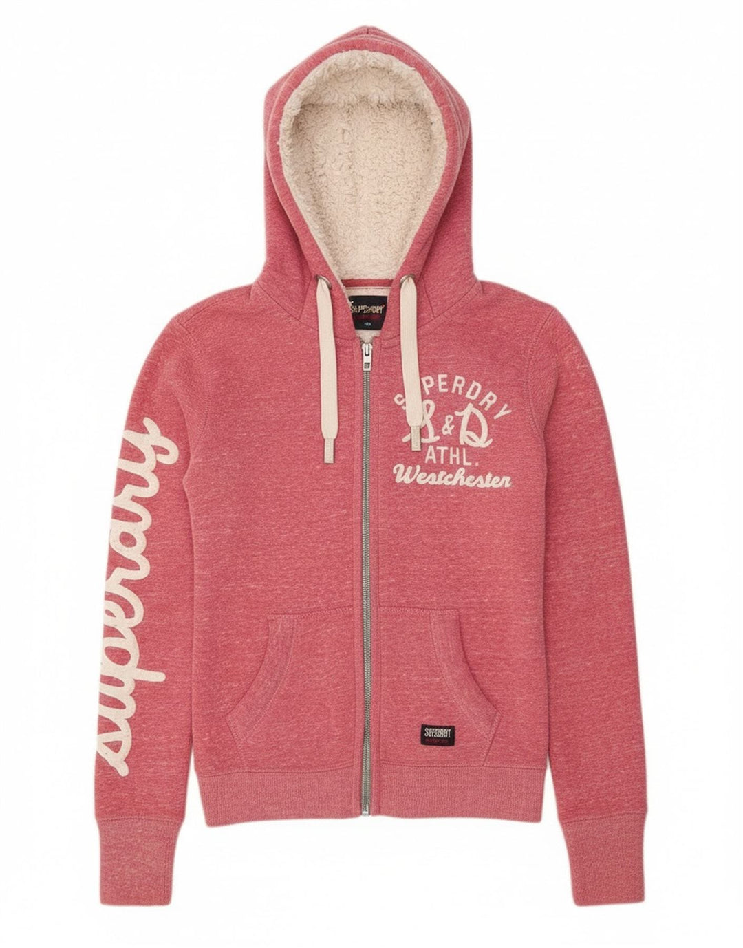 Felpa con cappuccio e zip grafica da donna Superdry UK 10 Small Pink Poliestere