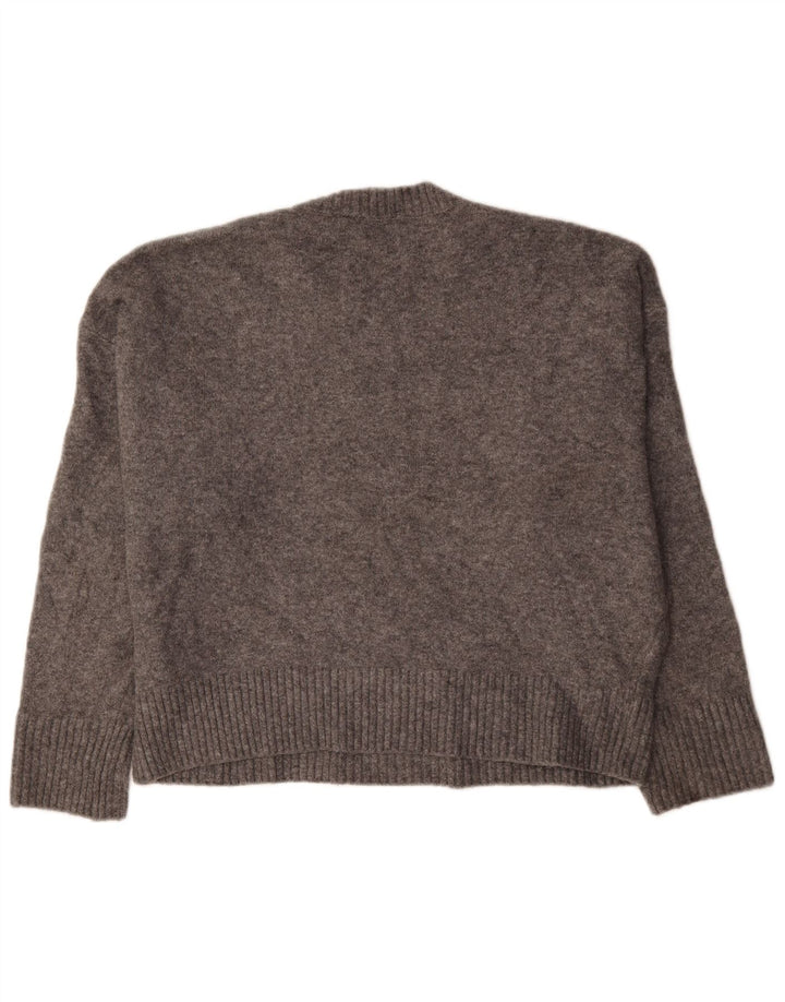 Maglione girocollo oversize da donna Zara UK 16 grande acrilico grigio