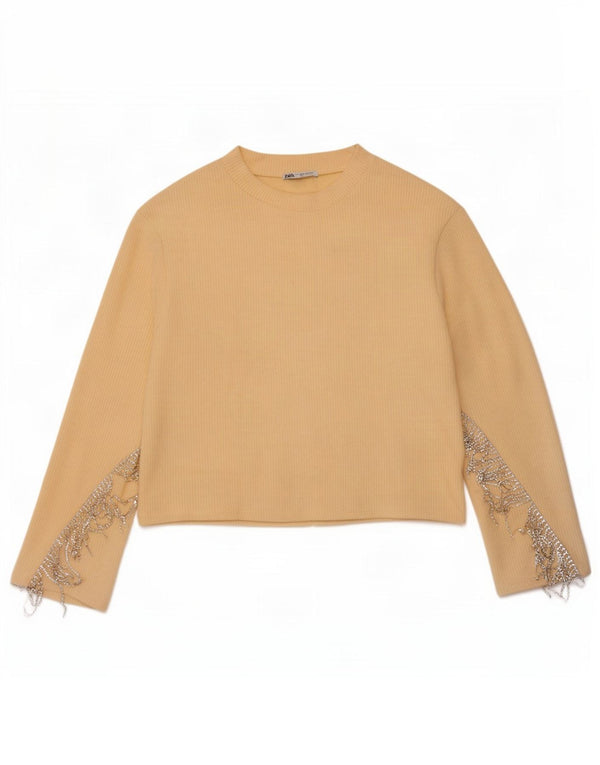 Top Zara da donna a maniche lunghe UK 10 piccolo giallo