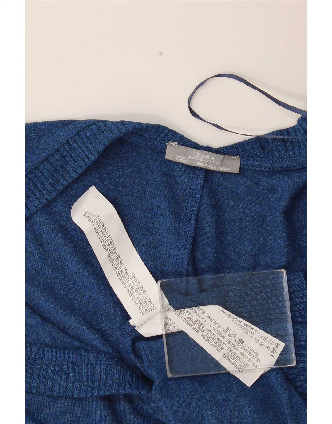 Top Zara da donna oversize a maniche lunghe UK 14 viscosa blu medio