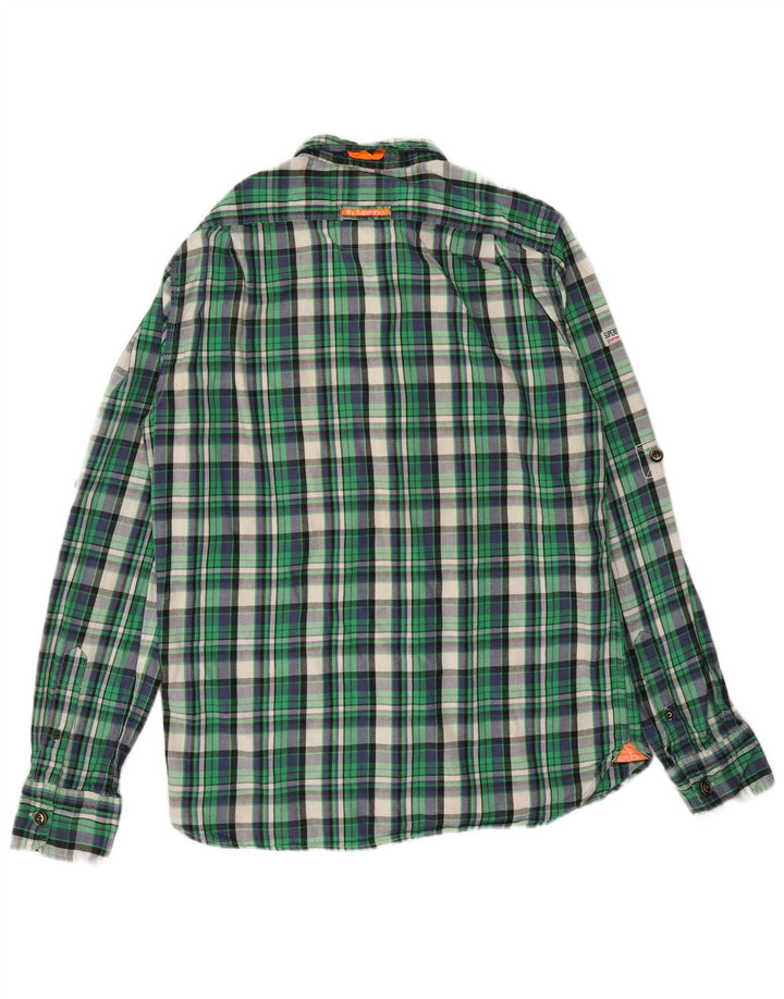 Camicia da uomo in flanella SUPERDRY XL in cotone a quadri verdi