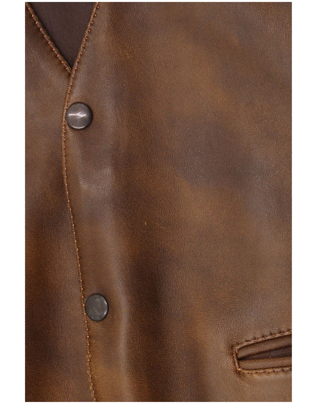 Gilet in pelle da uomo vintage in pelle marrone medio