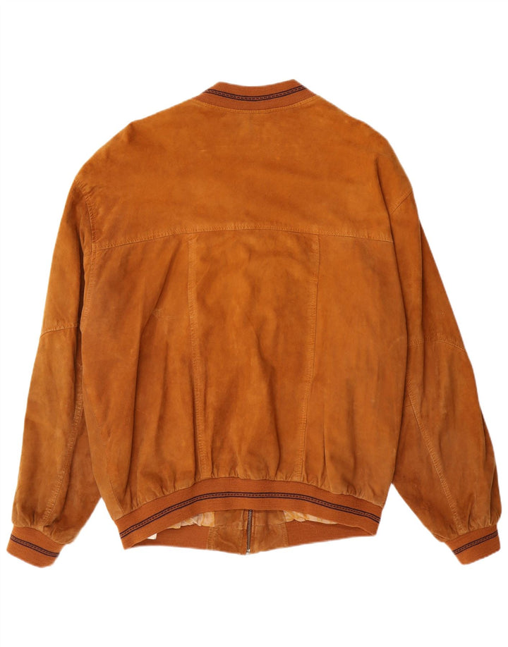 Giubbotto bomber in pelle scamosciata da uomo VINTAGE IT 50 Large in pelle marrone