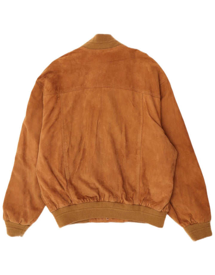 Giubbotto bomber vintage in pelle scamosciata da uomo IT 52 XL in pelle marrone