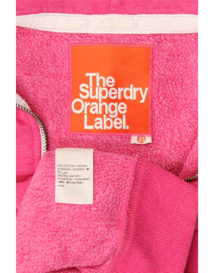 Maglione con cappuccio e zip da donna SUPERDRY UK 6 XS cotone rosa