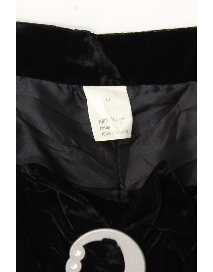 Gonna svasata a vita alta in velluto da donna VINTAGE IT 44 media W28 nera
