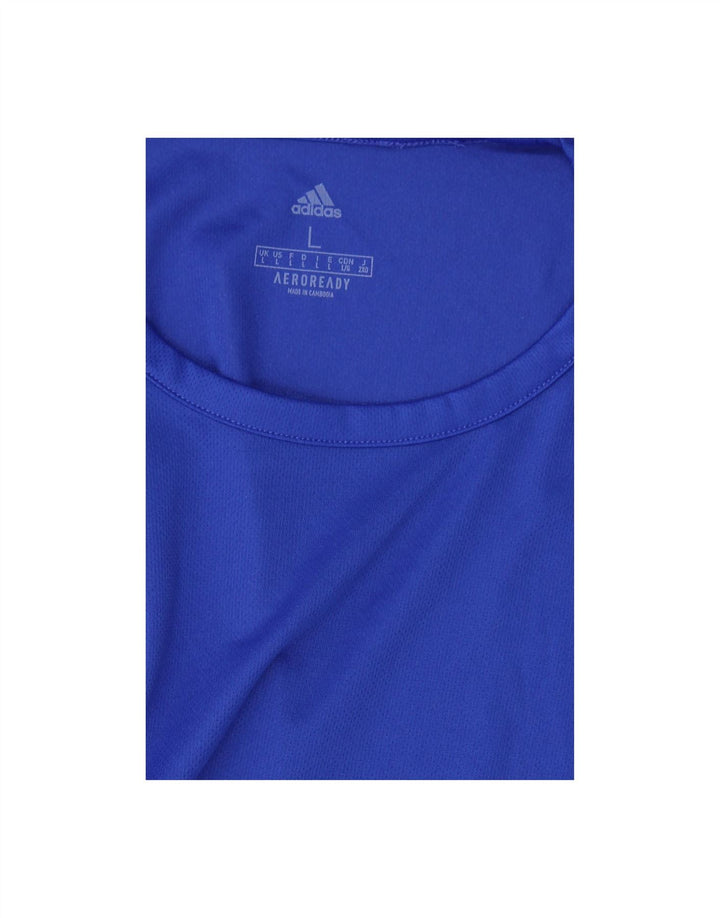 ADIDAS Mens Aeroready T-Shirt Top Large Blue Colourblock Polyester