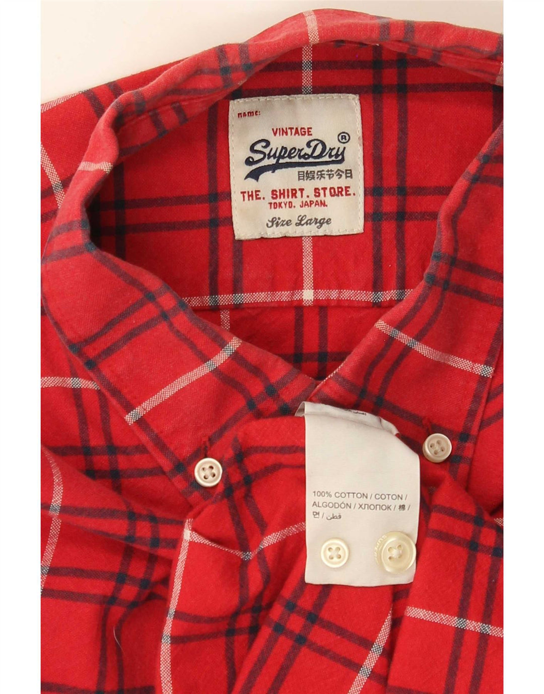 Camicia da uomo in flanella Superdry, cotone a quadri rossi grandi