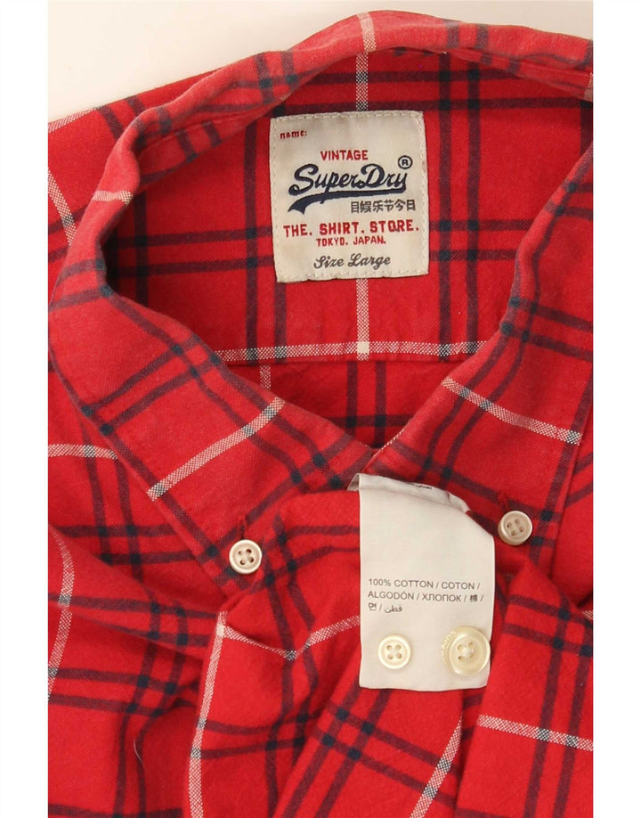 Camicia da uomo in flanella Superdry, cotone a quadri rossi grandi