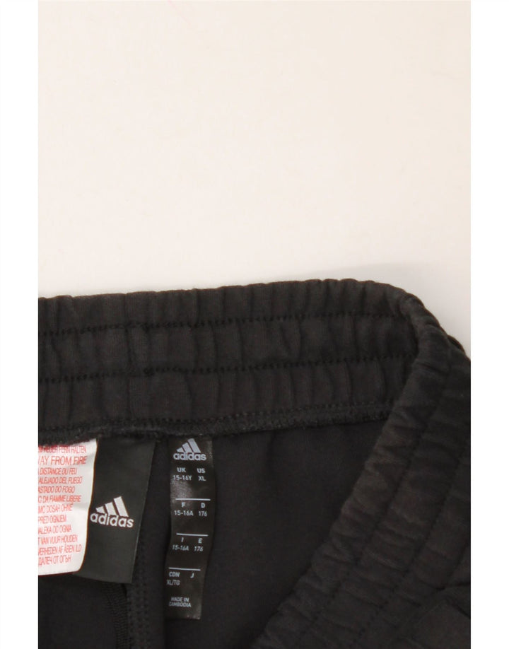 ADIDAS Boys Tracksuit Trousers 15-16 Years Black Cotton