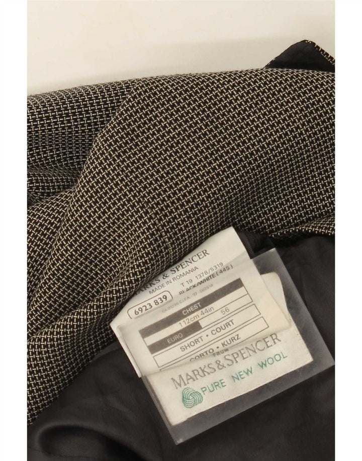 Giacca blazer a 3 bottoni da uomo Marks & Spencer UK 44 XL lana vergine a quadretti grigia