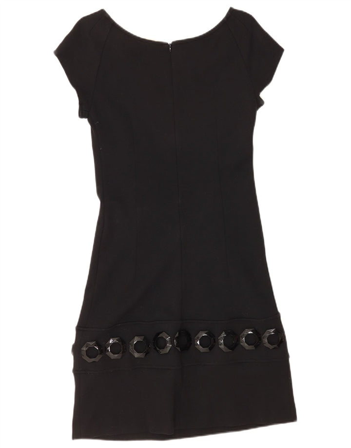 Abito tubino vintage da donna UK 8 piccolo in viscosa nera