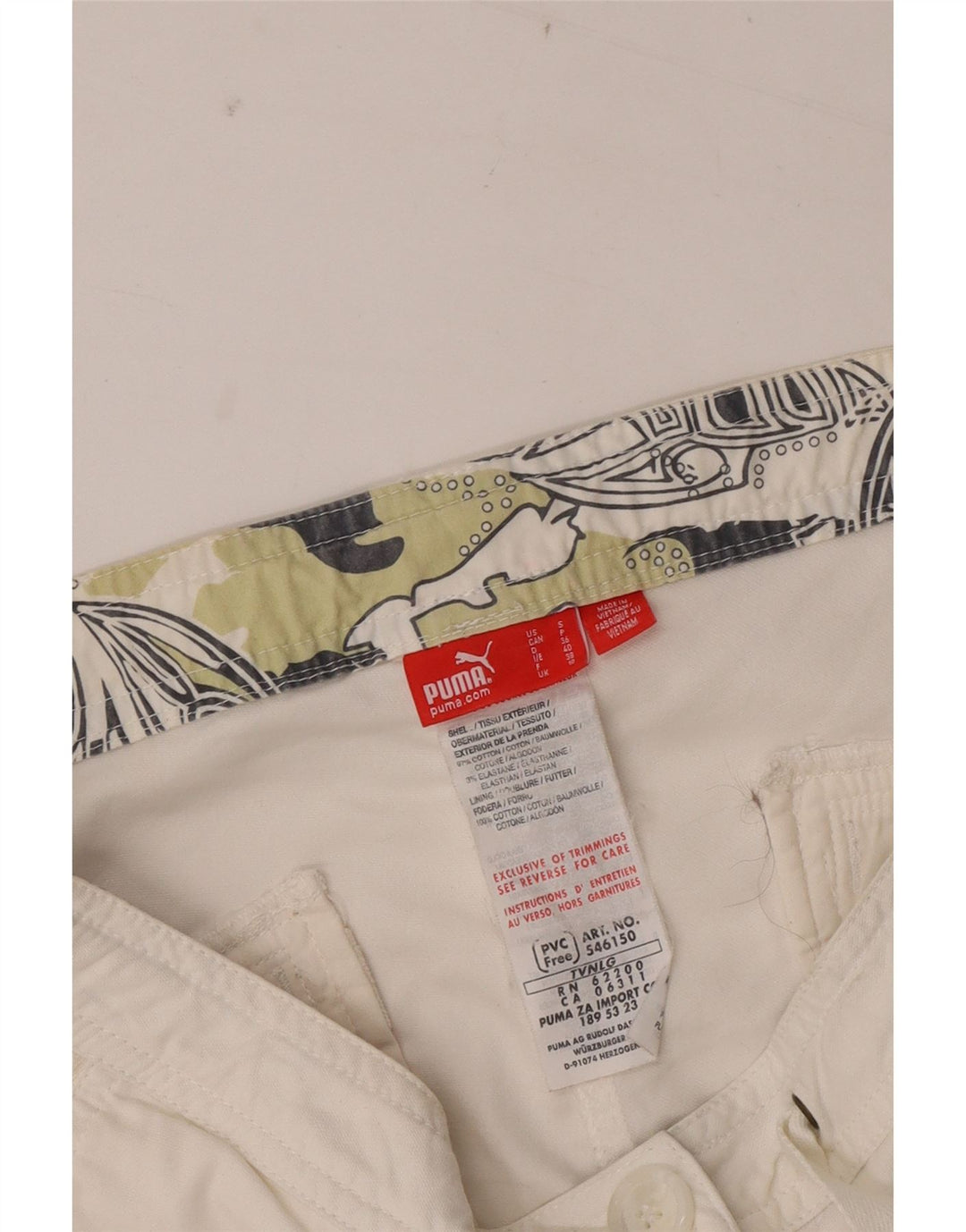 Pantaloncini chino da donna Puma UK 10 piccoli W30 cotone bianco