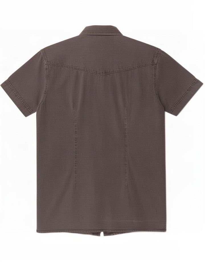 Camicia militare a maniche corte da uomo Lee in cotone grigio medio