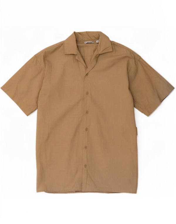 Camicia ampia da uomo a maniche corte Jack & Jones XS in cotone beige