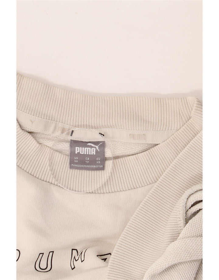 Felpa con grafica PUMA da uomo, maglione XS, cotone color block bianco