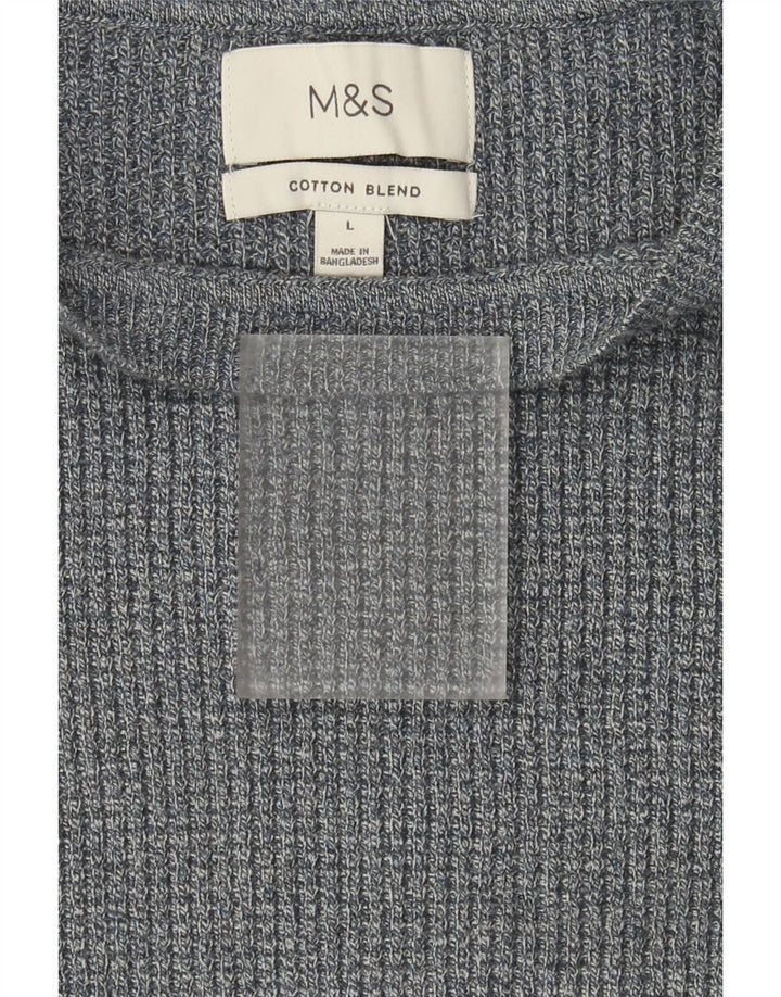 Maglione da uomo Marks & Spencer con scollo a barca, grande cotone chiazzato grigio