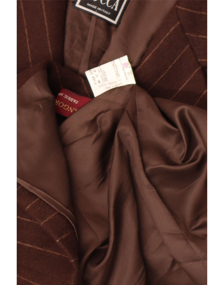 Giacca blazer da donna a 2 bottoni Cinzia Rocca UK 16 grande lana a righe marroni