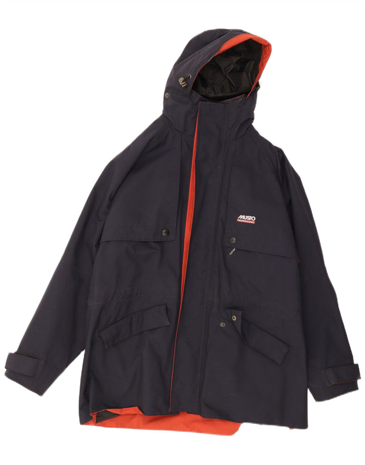 Giacca antipioggia con cappuccio Musto Performance da uomo UK 38 Nylon medio blu navy