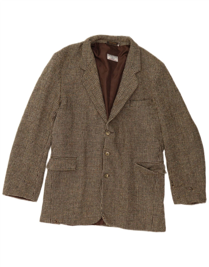 Harris Tweed Giacca blazer a 3 bottoni da uomo UK 40 Lana nuova a quadri marroni grandi