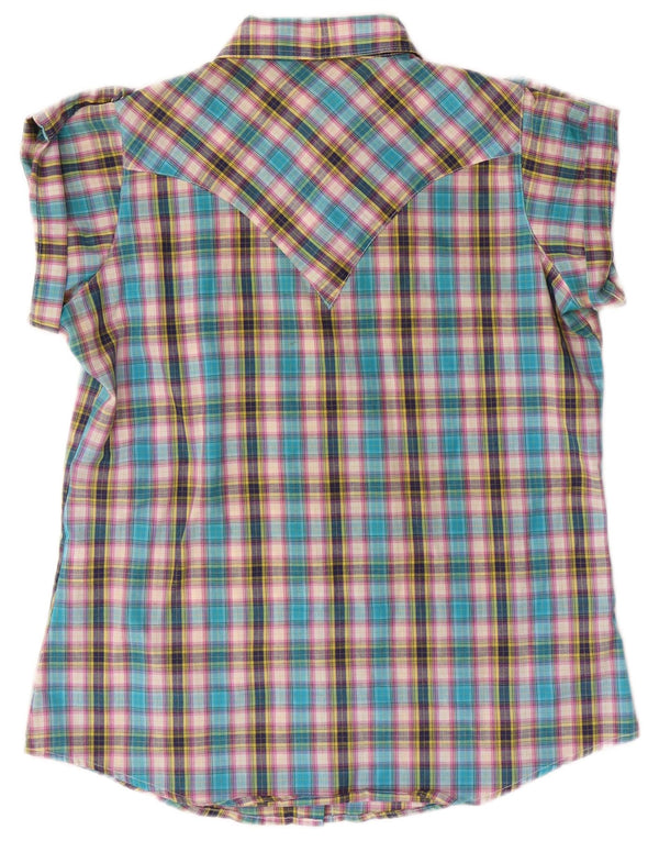 Camicia a maniche corte da donna WRANGLER UK 14 Cotone a quadri multicolore medio