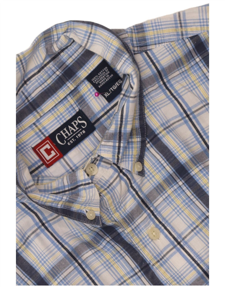 Camicia a maniche corte da uomo Chaps XL in cotone a quadri blu