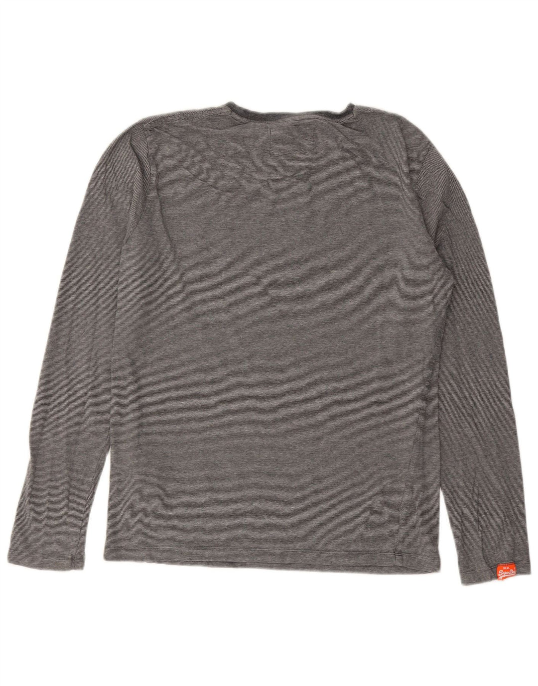 Top da uomo Superdry a maniche lunghe in cotone gessato grigio medio