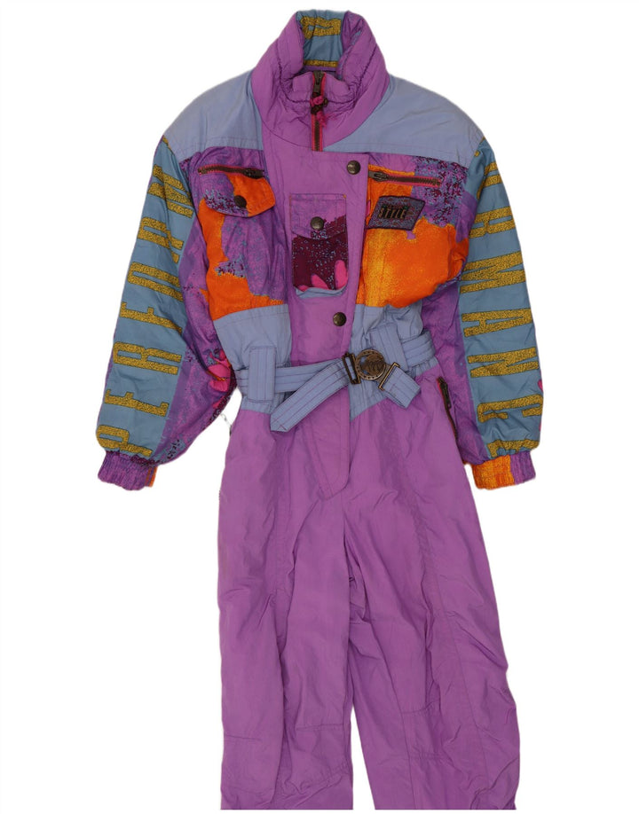 Tuta da sci da donna Ninety Eight UK 14 Medium Purple Colourblock retrò