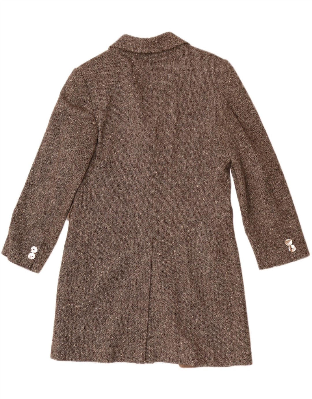Soprabito da donna vintage UK 10 piccolo in lana screziata beige