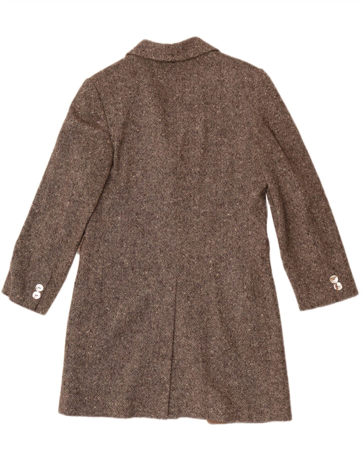 Soprabito da donna vintage UK 10 piccolo in lana screziata beige