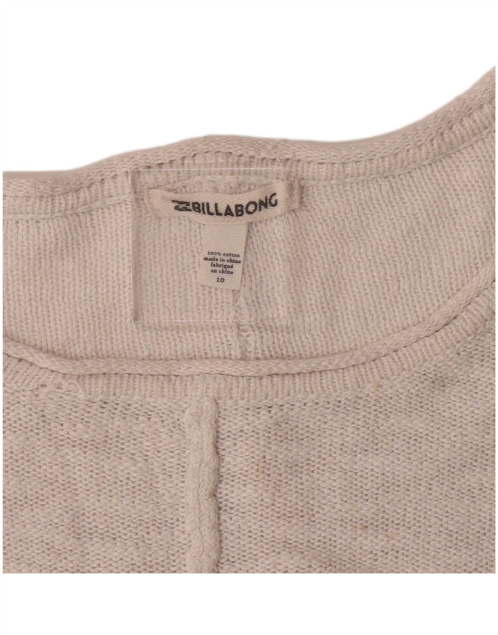 Maglione maglione con scollo a barca da donna Billabong UK 10 piccolo cotone a righe rosa