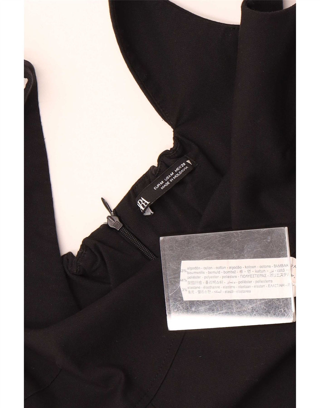 Mini abito tubino senza maniche Zara da donna UK 12 poliestere nero medio