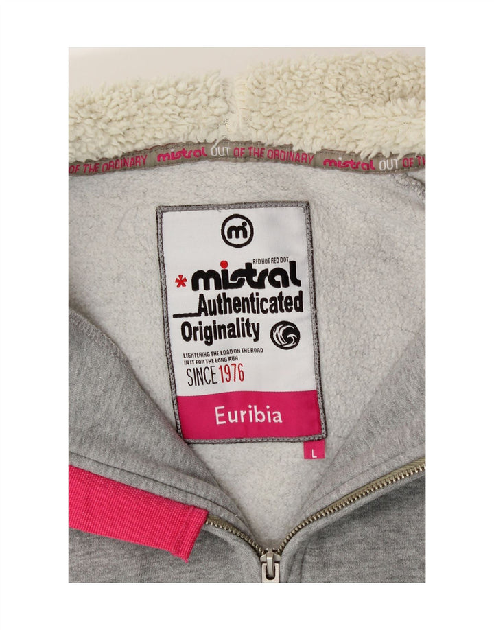 MISTRAL Womens Zip Hoodie Sweater UK 16 Large Grey Vintage Mistral and Second-Hand Mistral from Messina Hembry 