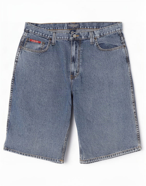Polo Assn. Pantaloncini di jeans da uomo W36 grandi in cotone blu