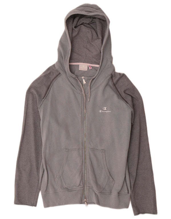 Maglione con cappuccio e zip da donna Champion UK 16 Large in cotone color block grigio