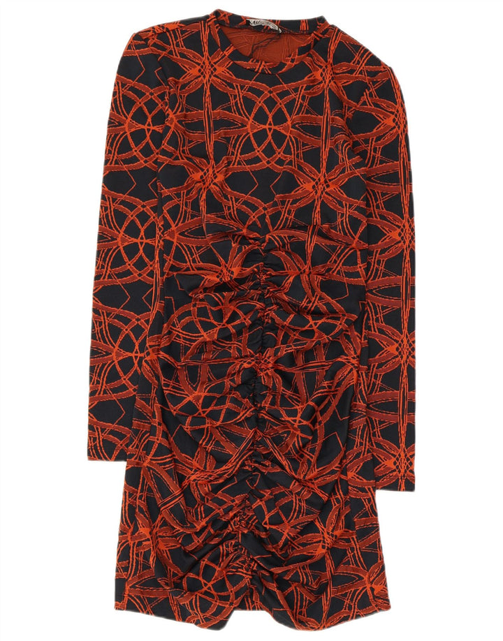 Abito a trapezio a maniche lunghe da donna con motivo astratto Zara UK 8 piccolo nero