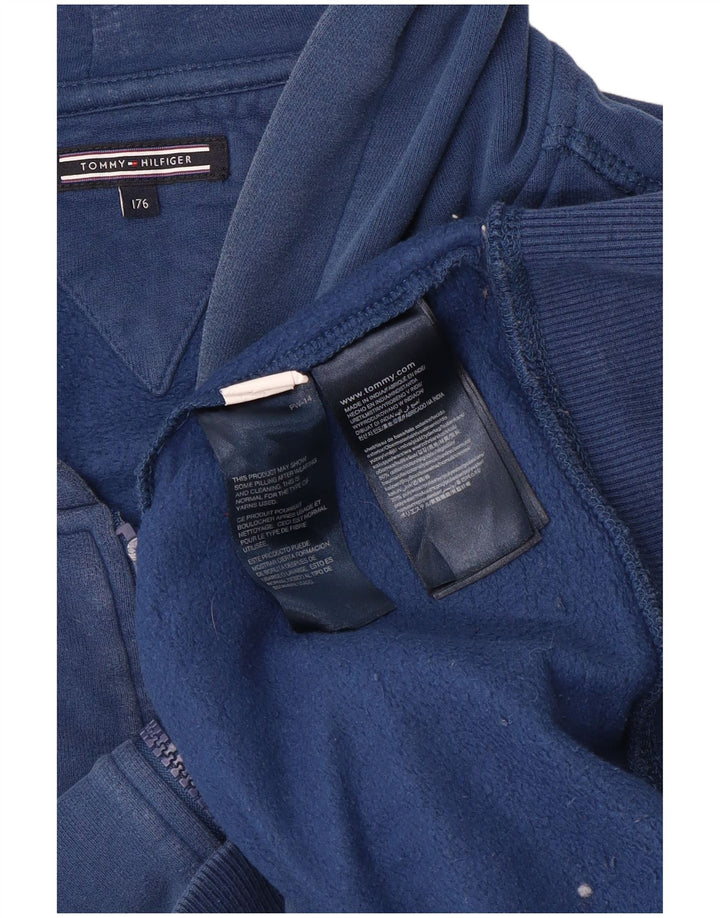TOMMY HILFIGER Maglione con cappuccio e zip grafica per ragazzi 15-16 anni in cotone blu