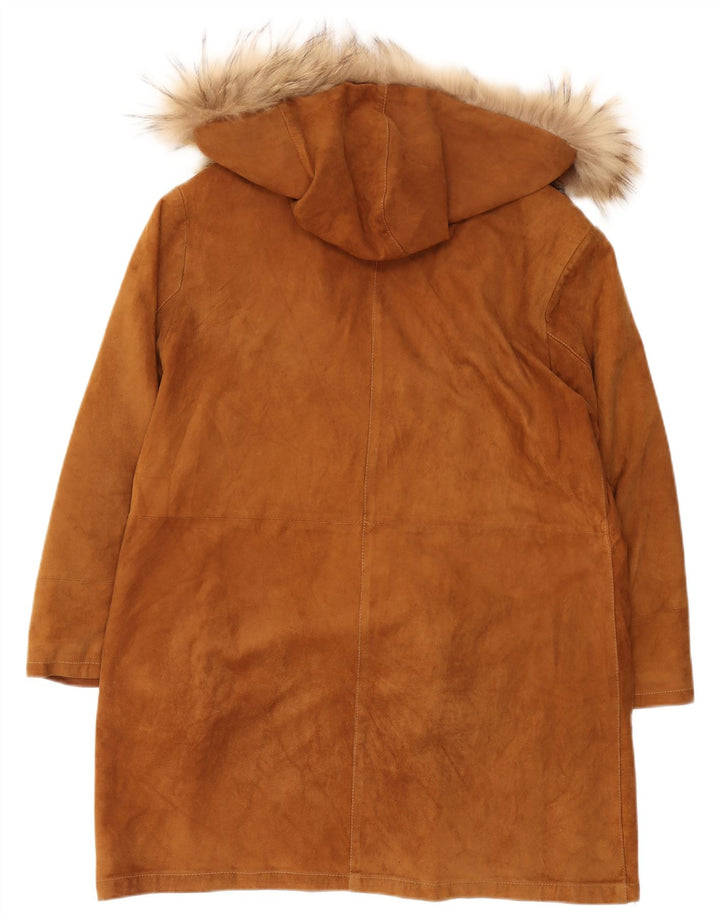 Roberta Ferrini Soprabito Donna in Camoscio con Cappuccio IT 44 Pelle Marrone Medio
